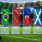 Groupe C de la Coupe du Monde 2026 avec les drapeaux du Brésil, du Maroc, d'Haïti et de l'Écosse
