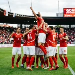 L'équipe nationale suisse de football célébrant une qualification historique pour la Coupe du Monde 2026